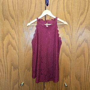 Source Unknown Burgundy Lace Blouse